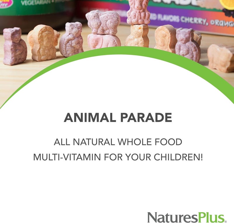 NaturesPlus Natures Plus Animal Parade Multivitamin Childrens Chewables  Watermelon Flavor  90 Animal Shaped Tablets  Promotes Health and WellBeing  Vegetarian Gluten Free  45 Servings - Image 3