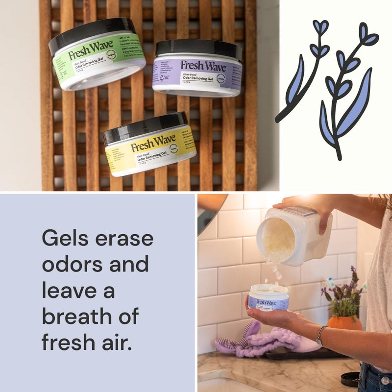 Fresh Wave Odor Removing Gel, Original 15 oz. & Lavender 7 oz.| Safer Odor Absorbers for Home | Natural Plant-Based Odor Eliminator | Every 7 oz. Lasts 15-30 Days | for Cooking, Trash & Pets - Image 3
