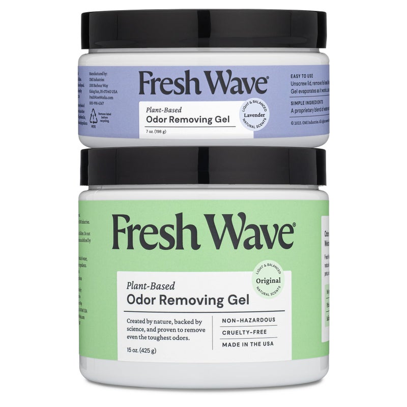 Fresh Wave Odor Removing Gel, Original 15 oz. & Lavender 7 oz.| Safer Odor Absorbers for Home | Natural Plant-Based Odor Eliminator | Every 7 oz. Lasts 15-30 Days | for Cooking, Trash & Pets - Image 1
