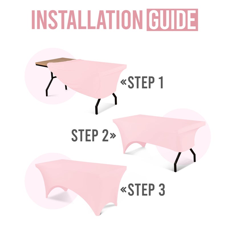 Utopia Kitchen Spandex Tablecloth 1 Pack [6FT  Pink] 200 GSM Tight  Fitted  Washable and Wrinkle Resistant Stretch Rectangular Patio Table Cover for Event  Wedding & Banquet [72Lx30Wx30H Inch] - Image 3