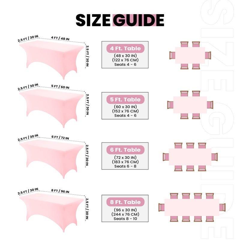 Utopia Kitchen Spandex Tablecloth 1 Pack [6FT  Pink] 200 GSM Tight  Fitted  Washable and Wrinkle Resistant Stretch Rectangular Patio Table Cover for Event  Wedding & Banquet [72Lx30Wx30H Inch] - Image 2