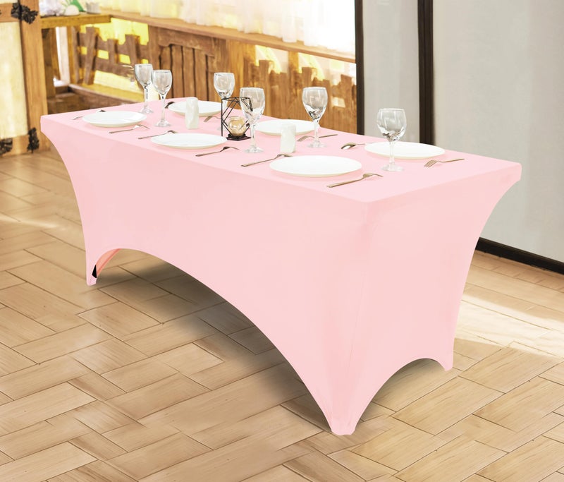 Utopia Kitchen Spandex Tablecloth 1 Pack [6FT  Pink] 200 GSM Tight  Fitted  Washable and Wrinkle Resistant Stretch Rectangular Patio Table Cover for Event  Wedding & Banquet [72Lx30Wx30H Inch] - Image 4