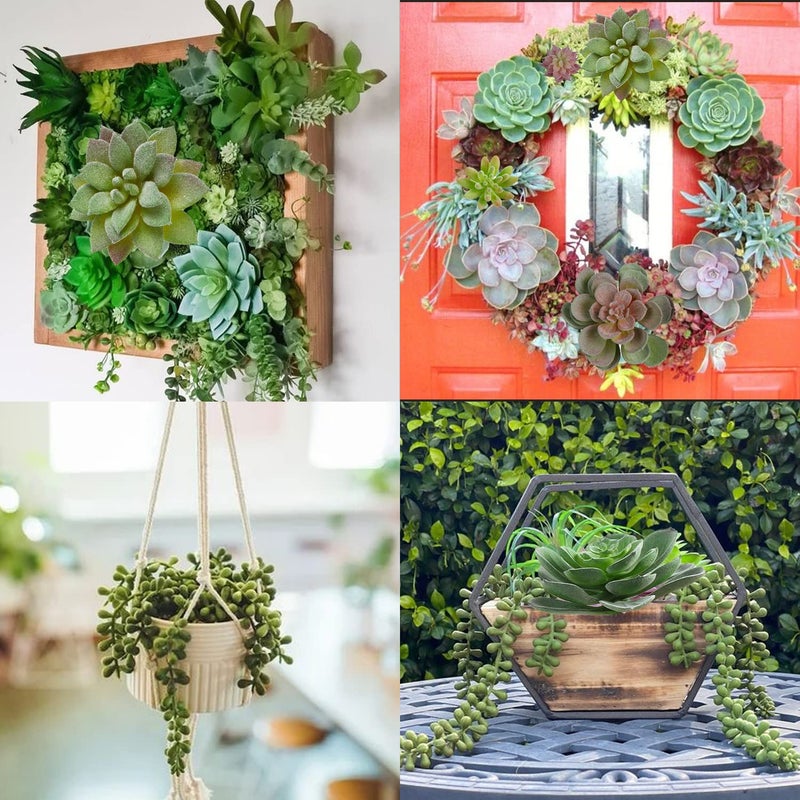 CCINEE CCINEE 16Pcs Artificial Succulents Plants  Assorted Flocking Fake Succulent String of Pearls Aloe Unpotted Faux Mini Realistic Succulents for Garden Home Indoor Outdoor Decoration DIY Craft Supply  - Image 3