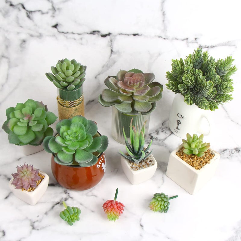 CCINEE CCINEE 16Pcs Artificial Succulents Plants  Assorted Flocking Fake Succulent String of Pearls Aloe Unpotted Faux Mini Realistic Succulents for Garden Home Indoor Outdoor Decoration DIY Craft Supply  - Image 5