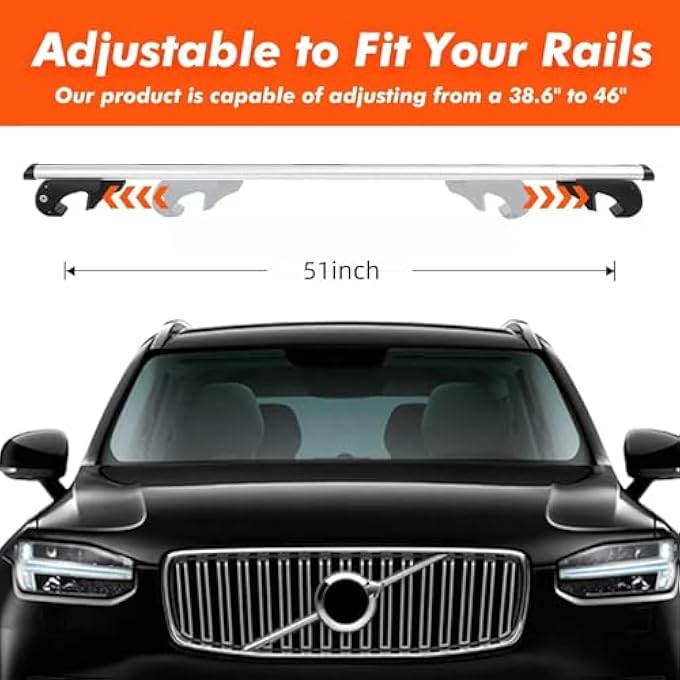 rayihni 2Pcs Universal Cross Bars, Lockable Roof Racks with Mounting Clamps, Aluminum, Anti Theft, Adjustable Design, Suitable for Car Vehicles and Suvs - Image 2