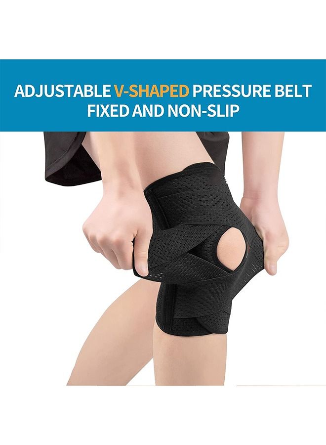 1Pcs Knee Brace with Side Stabilizers for Meniscal Tear Knee Pain ACL MCL Arthritis Injuries Recovery Breathable Adjustable Knee Support for Men and Women Black - Image 2