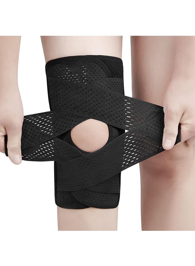 1Pcs Knee Brace with Side Stabilizers for Meniscal Tear Knee Pain ACL MCL Arthritis Injuries Recovery Breathable Adjustable Knee Support for Men and Women Black - Image 1