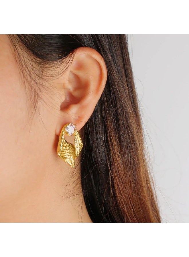 Fayrouz Jewellery Women's Gold Hoop Earrings 18K Gold Plated Stainless Steel Hoop Earrings, Lightweight Hypoallergenic Ear Studs, Fashion Jewelry by Fairuz Jewelry  - Image 1