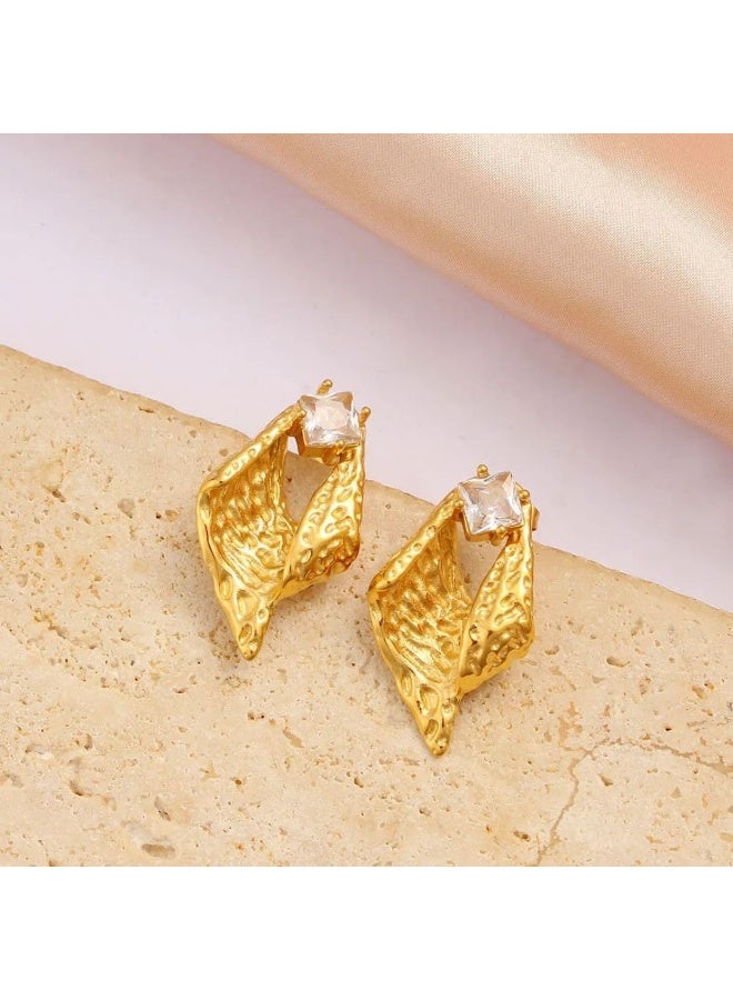 Fayrouz Jewellery Women's Gold Hoop Earrings 18K Gold Plated Stainless Steel Hoop Earrings, Lightweight Hypoallergenic Ear Studs, Fashion Jewelry by Fairuz Jewelry  - Image 4