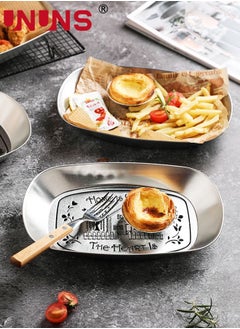 UNUNS 3-Piece Serving Tray,Metal Barbecue Plate,Vintage Feeding Serving Camping Plate Dish For Outdoor,Fruit,BBQ,Flower Pattern  - Image 2
