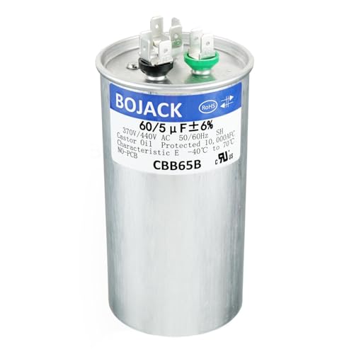 BOJACK 60+5uF 60/5MFD ±6% 370V/440V CBB65 Dual Run Circular Start Capacitor for AC Motor Run or Fan Start or Condenser Straight - Image 5