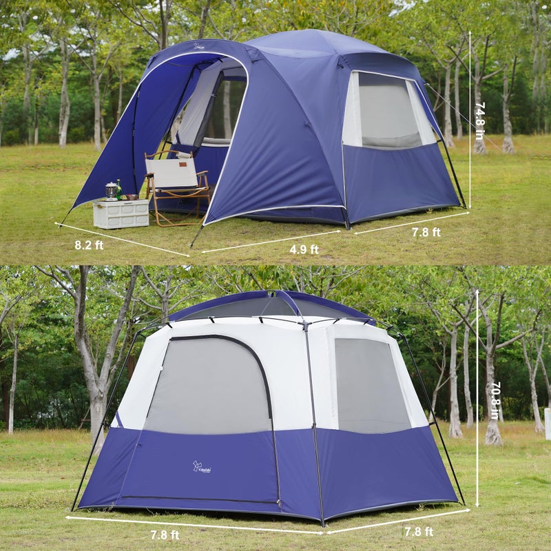 Vidalido 3-4 Person Tent with 1 Mesh Door and 2 Large Mesh Window, Double Layer Waterproof Portable Family Cabin Tent, 4 Person Tents for Outdoor Camping Hiking - Image 2