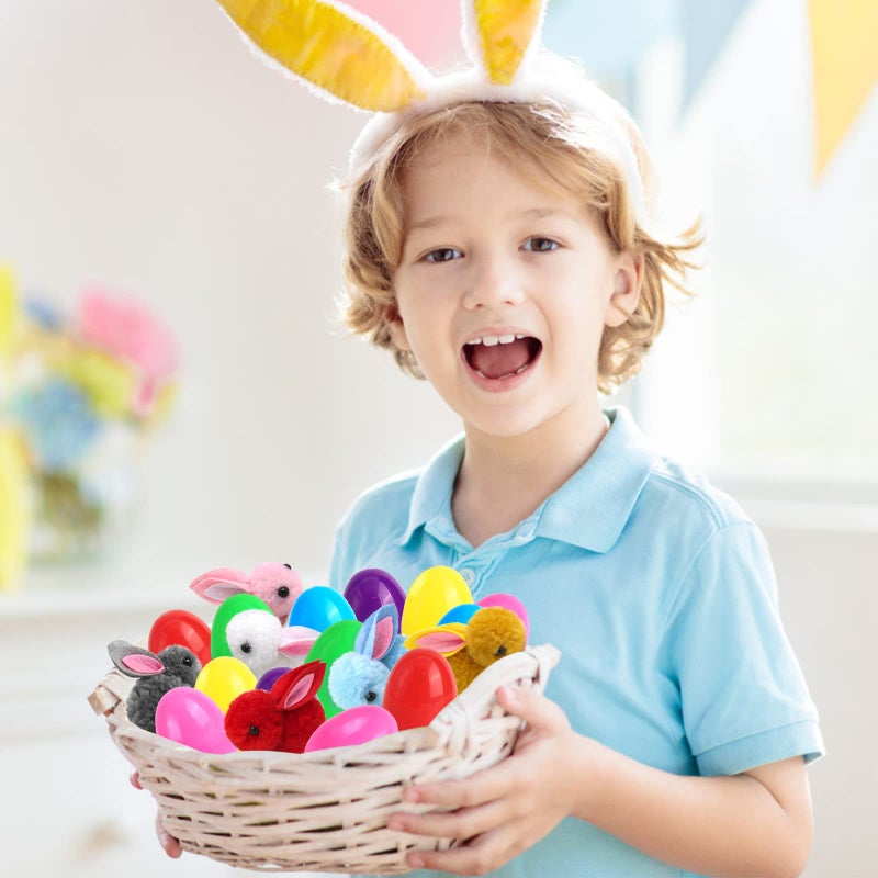SURCVIO 24 Pack Easter Eggs Fillers with Bunny Plush, Easter Basket Stuffers for Kids Easter Eggs with Toys Inside, Easter Mini Stuffed Bunny Animal for Easter Eggs Hunts Party Favors Surprise Egg - Image 5
