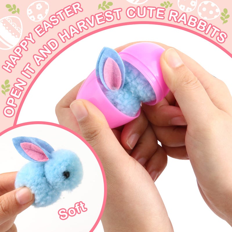 SURCVIO 24 Pack Easter Eggs Fillers with Bunny Plush, Easter Basket Stuffers for Kids Easter Eggs with Toys Inside, Easter Mini Stuffed Bunny Animal for Easter Eggs Hunts Party Favors Surprise Egg - Image 3