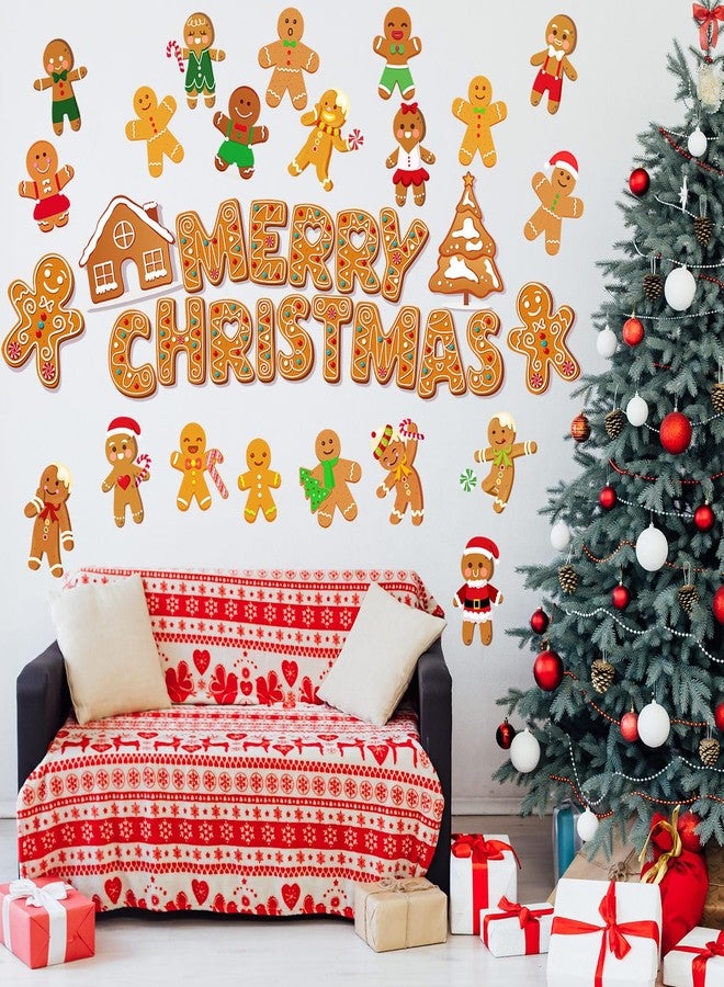 Kajaia Christmas Gingerbread Man Wall Decals Stickers Peel and Stick Wall Sticker Christmas Snowman Santa Candy Cane Winter Wall Decoration for Xmas Children Kids DIY Living Room Bedroom Nursery Decor - Image 3