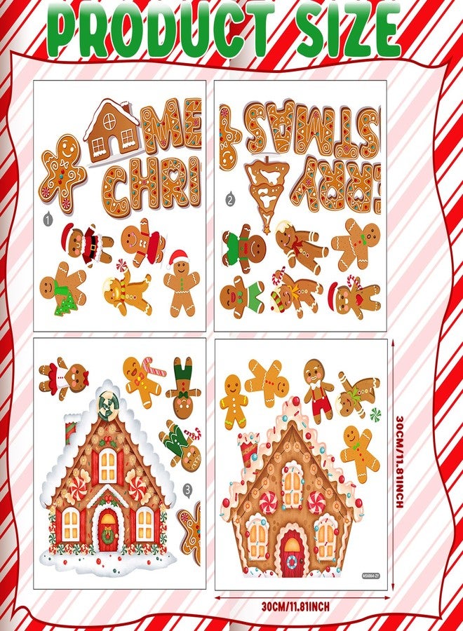 Kajaia Christmas Gingerbread Man Wall Decals Stickers Peel and Stick Wall Sticker Christmas Snowman Santa Candy Cane Winter Wall Decoration for Xmas Children Kids DIY Living Room Bedroom Nursery Decor - Image 2