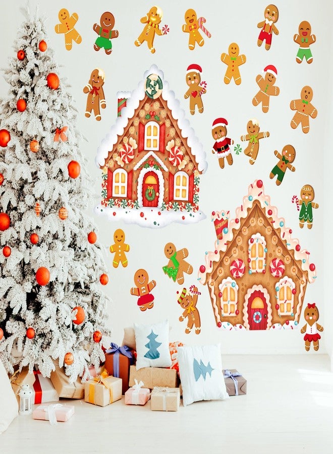 Kajaia Christmas Gingerbread Man Wall Decals Stickers Peel and Stick Wall Sticker Christmas Snowman Santa Candy Cane Winter Wall Decoration for Xmas Children Kids DIY Living Room Bedroom Nursery Decor - Image 4
