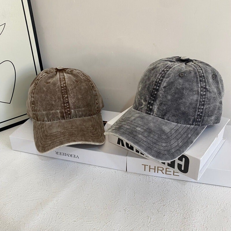 Tie-dye Cap Unisex Washed Denim Vintage Casual Sun Protection Hat Denim - Image 3