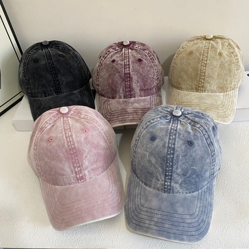 Tie-dye Cap Unisex Washed Denim Vintage Casual Sun Protection Hat Denim - Image 2