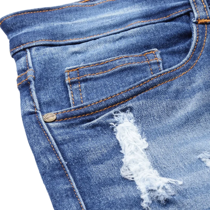 Urbano Fashion  Urbano Fashion Men's Blue Slim Fit Heavy Distressed/Torn Jeans for Men | Best Price UAE