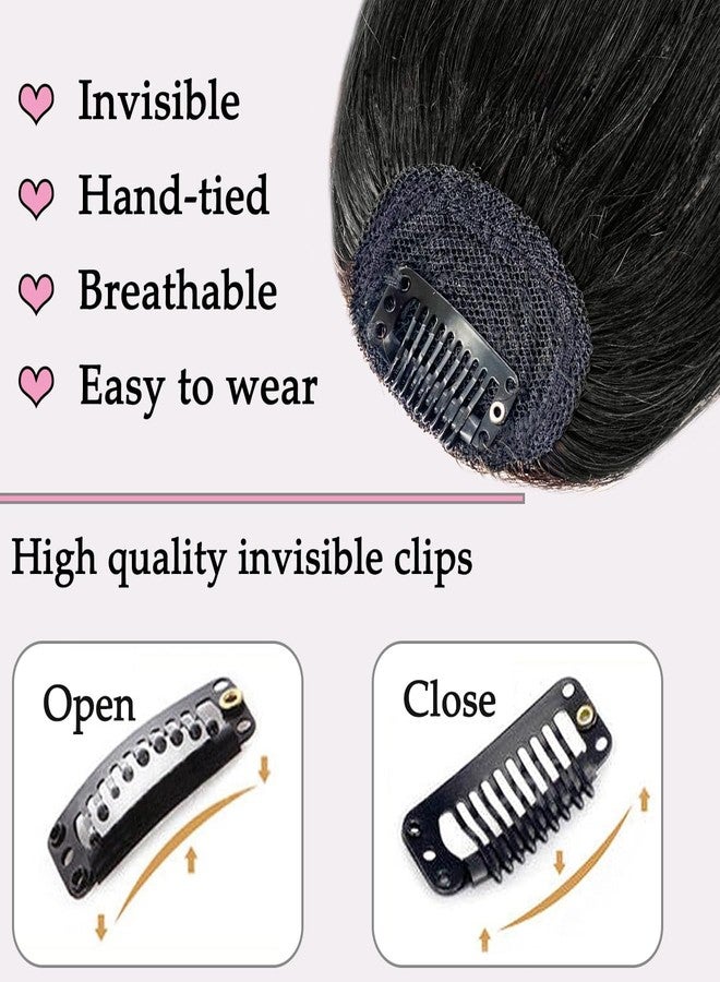 ORIGEN Clip in Bangs Real Human Hair Clip on Wispy Bangs Fringe with Temples Hairpieces Fake Front Bangs Extensions for Women Jet Black Color - Image 3