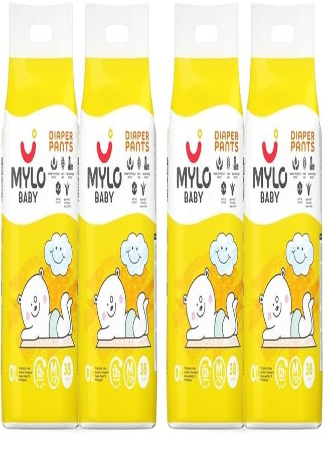 Mylo Baby Diaper Pants Medium (M) Size 7-12 kgs (76 count) Leak Proof | Lightweight | Rash Free | 12 Hours Protection | ADL Technology (Pack of 2)