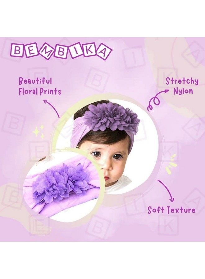 BEMBIKA Newborn Floral Knot Design Baby Infantbaby Girl Soft Cute Toddler Hairbands (Set Of 3) - Image 4