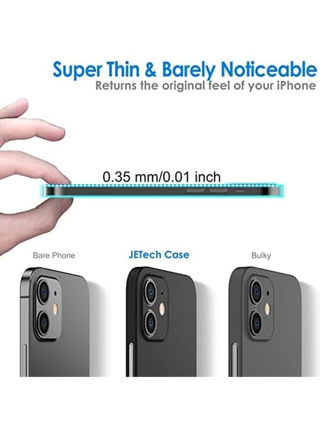 جي تيك جراب رفيع للغاية 0.35 مم لهاتف آيفون 12 مقاس 6.1 بوصة مع غطاء عدسة الكاميرا للحماية الكاملة خفيف الوزن غير اللامع مصنوع من مادة البولي بروبيلين الصلبة بتصميم بسيط يدعم الشحن اللاسلكي باللون الأسود - Image 2