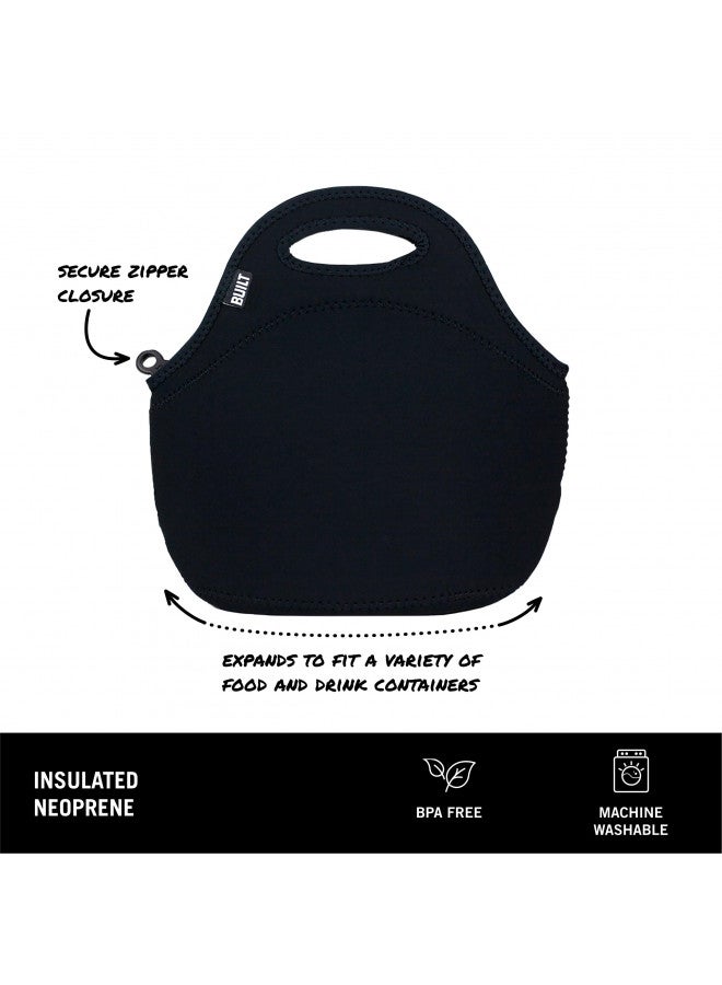 Built BUILT Gourmet Getaway Soft Neoprene Lunch Tote Bag - Lightweight, Insulated and Reusable, One Size, Black - Image 2