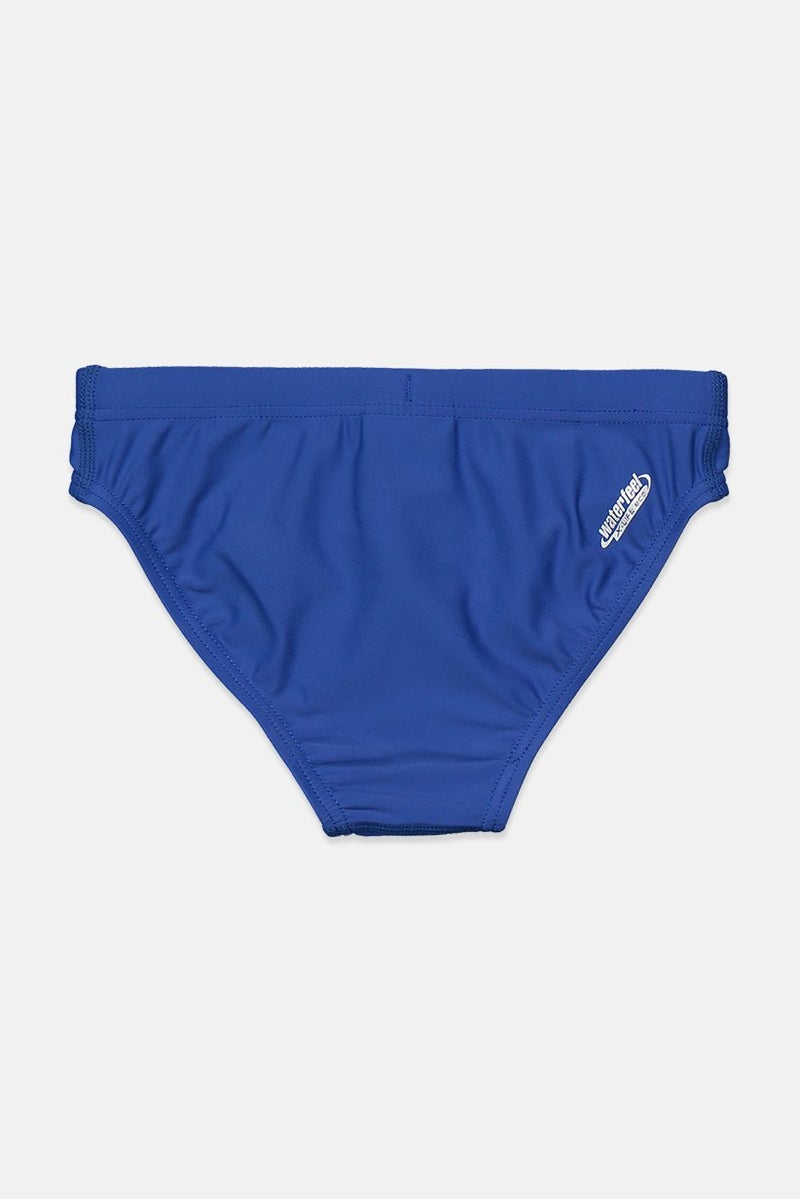 arena Kid Boys Printed Logo Swimwear Briefs, Royal Blue and Silver - Image 2