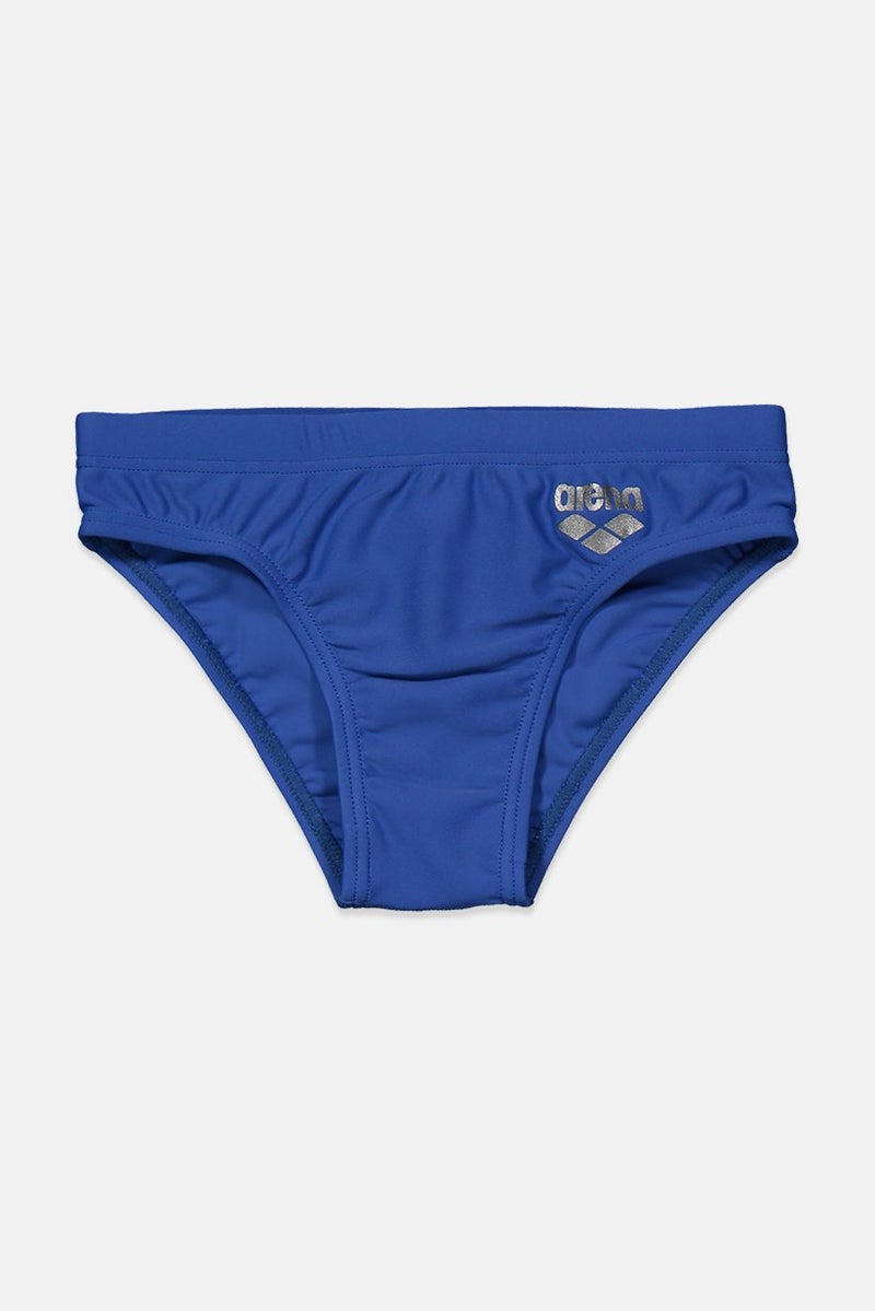 arena Kid Boys Printed Logo Swimwear Briefs, Royal Blue and Silver - Image 1