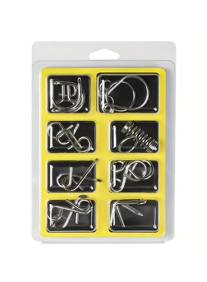 8 Pieces Of Intellectual Metal Puzzle Games That Stimulate The Child To Think And Creativity And Teach The Meaning Of Patience And Relieve Pressure A Set Of Puzzles Useful For Young And Old To Stimulate The Brain And Also For Entertainment An Interactive Game Between Family Members Is Also Useful As A Gift When The Child Succeeds In The Monthly Tests Yellow Color  - Image 2