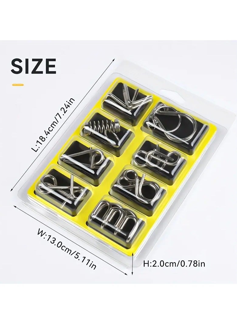 8 Pieces Of Intellectual Metal Puzzle Games That Stimulate The Child To Think And Creativity And Teach The Meaning Of Patience And Relieve Pressure A Set Of Puzzles Useful For Young And Old To Stimulate The Brain And Also For Entertainment An Interactive Game Between Family Members Is Also Useful As A Gift When The Child Succeeds In The Monthly Tests Yellow Color  - Image 5