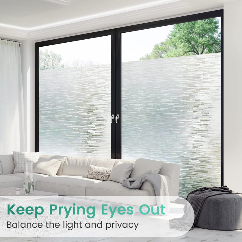 رابيتجو فيلم rabbitgoo Window Privacy Film Frosted Glass Privacy Window Film No Glue Glass Door Film Static Cling Sun الذي يمنع نافذة لاصق فينيل للمكتب المنزلي الحرير 11.8 "× 118.1" " - Image 4