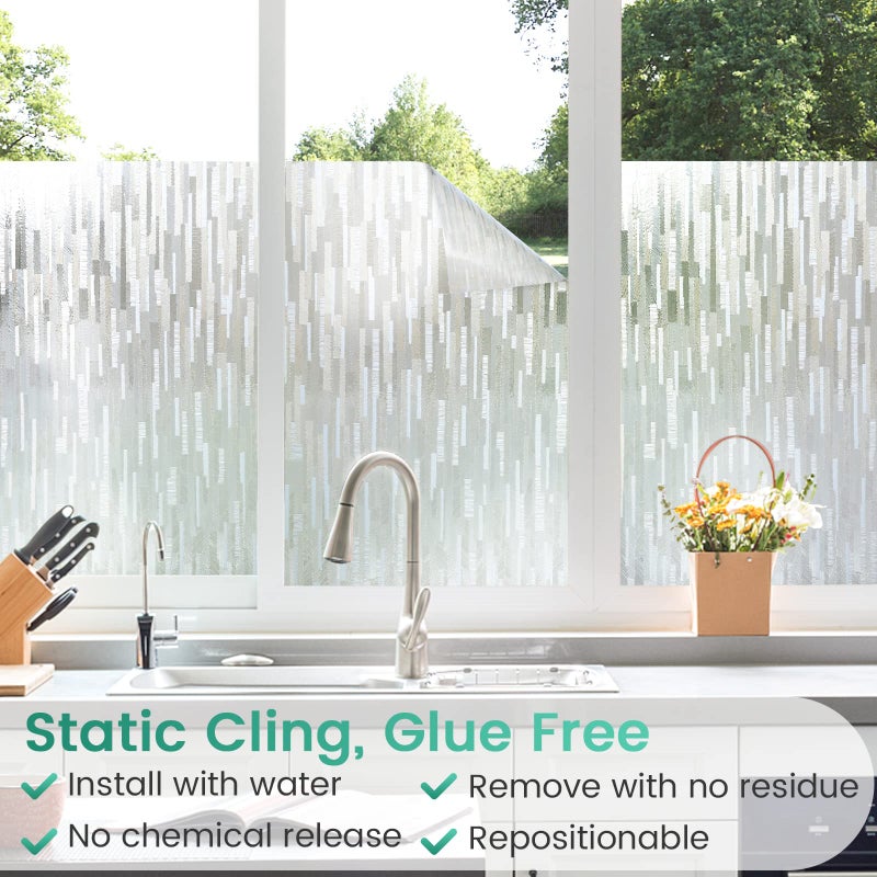 رابيتجو فيلم rabbitgoo Window Privacy Film Frosted Glass Privacy Window Film No Glue Glass Door Film Static Cling Sun الذي يمنع نافذة لاصق فينيل للمكتب المنزلي الحرير 11.8 "× 118.1" " - Image 5