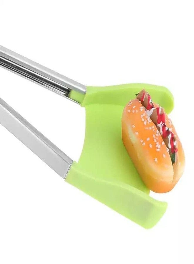 MY DEVELOPMENT Multi-Functional Silicone Spatula Tong | Non-Stick Stainless Steel 2-in-1 Flip Tool | Heat-Resistant BBQ Gadget with Super Grip - Green, 12 Inches - Image 5