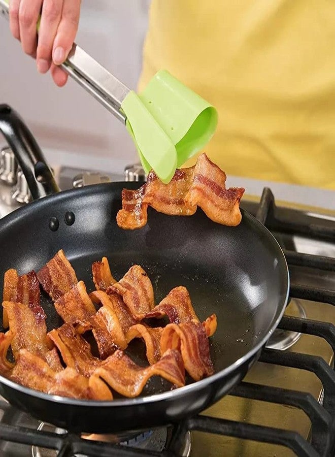 MY DEVELOPMENT Multi-Functional Silicone Spatula Tong | Non-Stick Stainless Steel 2-in-1 Flip Tool | Heat-Resistant BBQ Gadget with Super Grip - Green, 12 Inches - Image 3