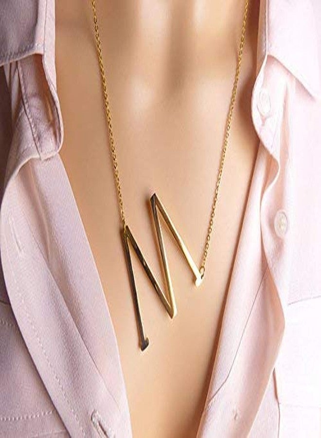 RINHOO Stainless Steel Gold Initial Alphabet 26 Letters Script Name Pendant Chain Necklace from A-Z(M) - Image 4