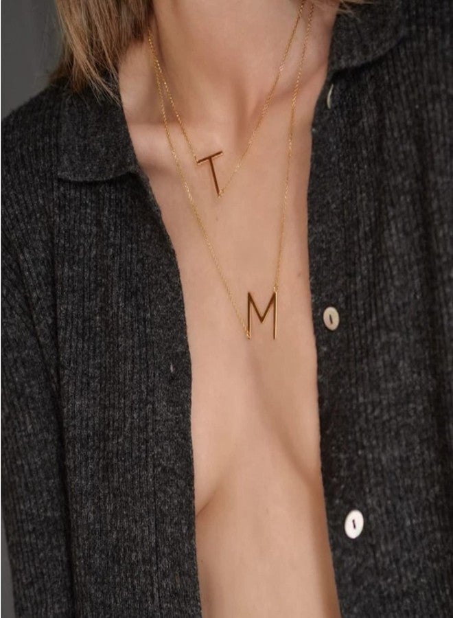 RINHOO Stainless Steel Gold Initial Alphabet 26 Letters Script Name Pendant Chain Necklace from A-Z(M) - Image 5
