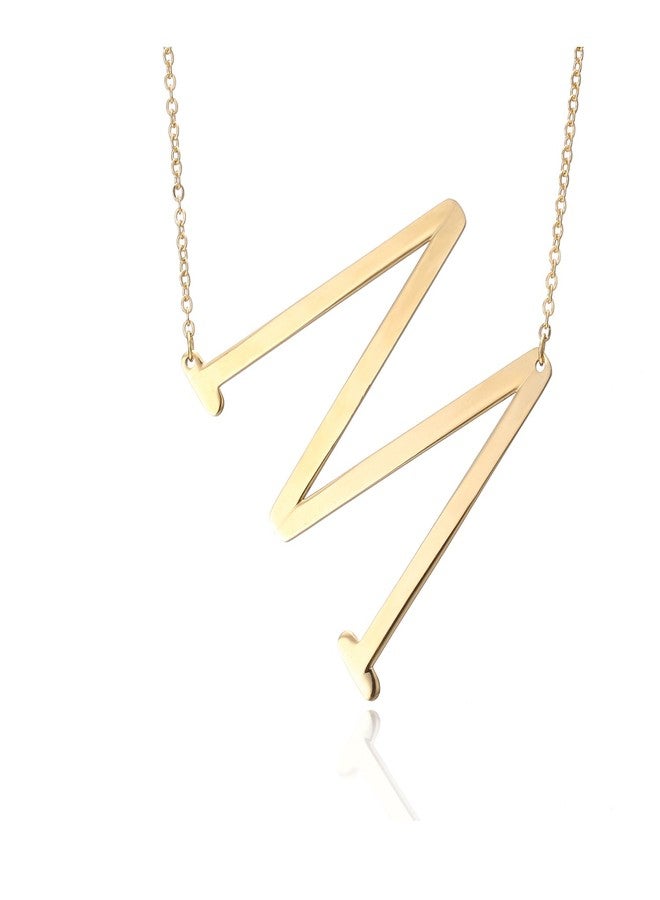 RINHOO Stainless Steel Gold Initial Alphabet 26 Letters Script Name Pendant Chain Necklace from A-Z(M) - Image 1
