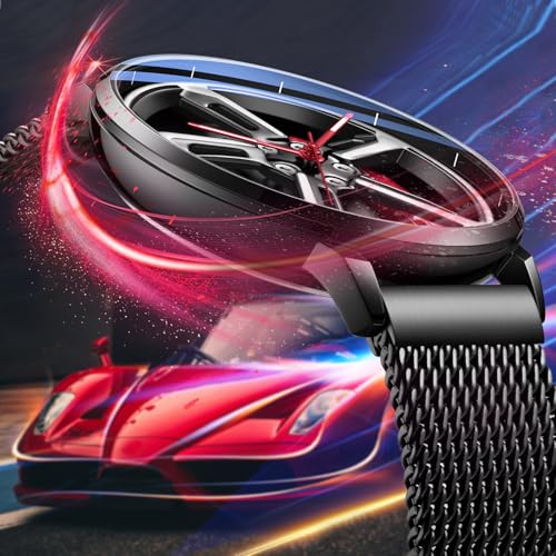 SOLLEN Men's Car Wheel Watch, Japanese Quartz Movement, 3ATM Water Resistant & Luminous Hands, Racing Style Dial and Stainless Steel Case, Gift for Car Enthusiasts - Image 2