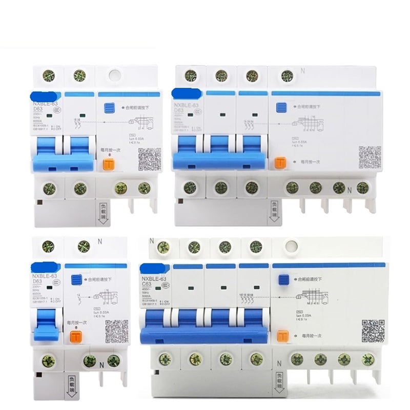 NXBLE 63 RCBO قاطع دائرة متبقي للتيار 6KA النوع D 3P N 30mA 63A - Image 3