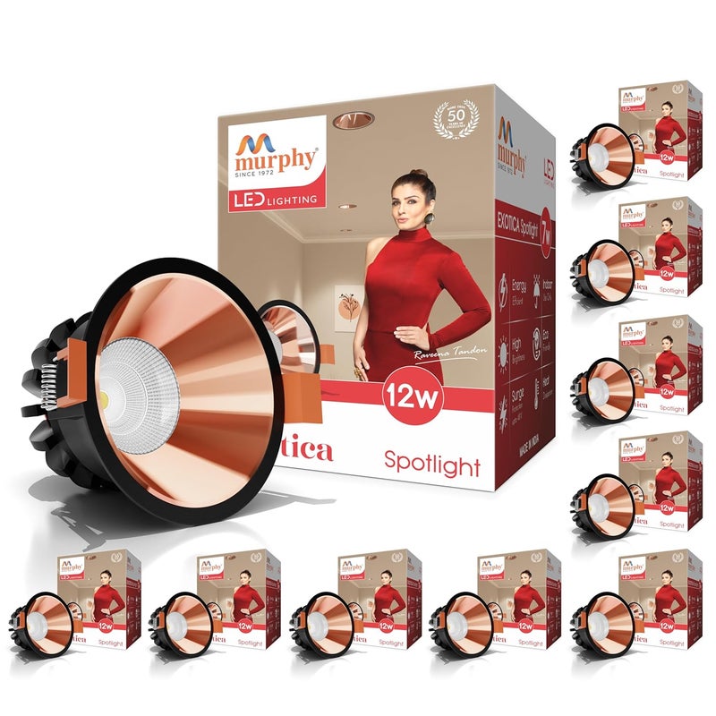 Murphy 12W Black Body Rose Gold Finish COB Spot Down Light Warm White Pack of 10 - Image 1
