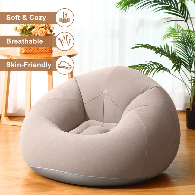 Realspring 6 9 12 Pcs Inflatable Bean Bag Chairs for Adults with Electric Air Pump, Blow up Couch Folding Portable Inflatable Couch Lazy Sofa for Outdoor Movie Night Camping(Coffee,6 Pcs) - Image 3