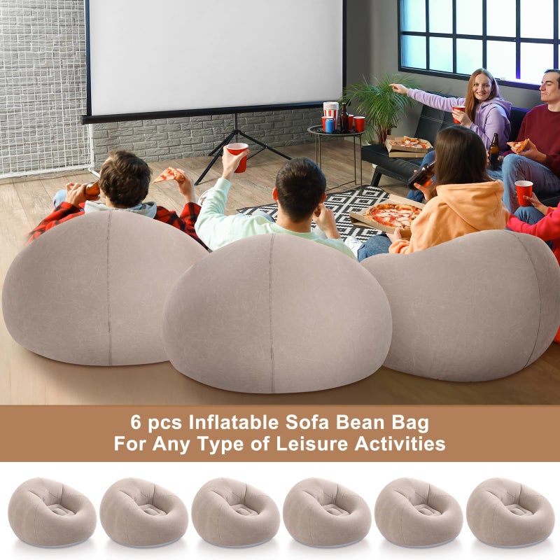 Realspring 6 9 12 Pcs Inflatable Bean Bag Chairs for Adults with Electric Air Pump, Blow up Couch Folding Portable Inflatable Couch Lazy Sofa for Outdoor Movie Night Camping(Coffee,6 Pcs) - Image 5