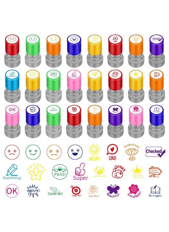 Fainne - 24 Pcs Teacher Stamp Self Inking Rubber Stamps Sorted Review Stamps Picture Stamps For Teachers Motivation Teacher Stamps Comments Stamps Student Homework Stamper For Education(Sweet) - Image 1