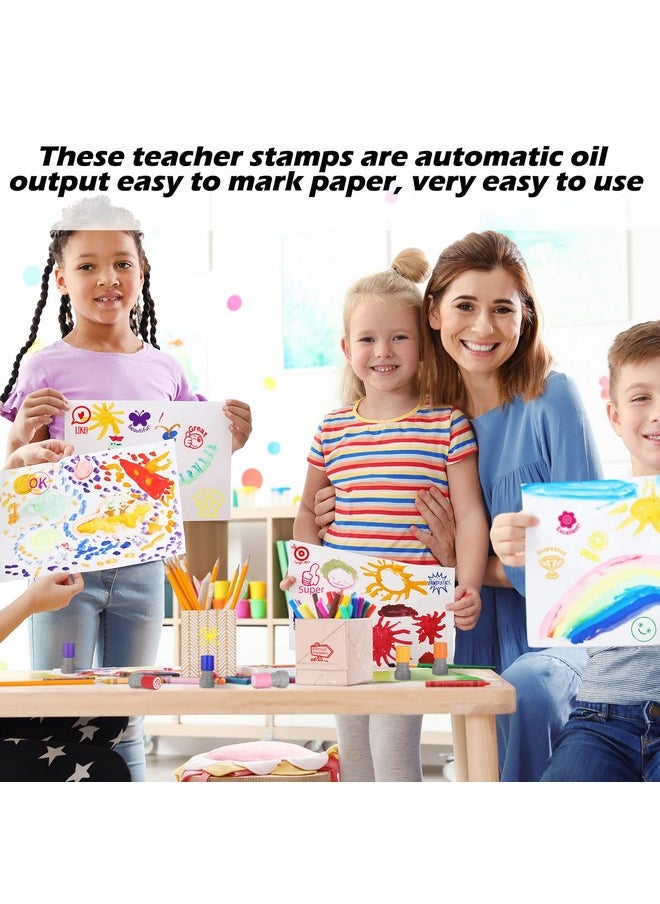 Fainne - 24 Pcs Teacher Stamp Self Inking Rubber Stamps Sorted Review Stamps Picture Stamps For Teachers Motivation Teacher Stamps Comments Stamps Student Homework Stamper For Education(Sweet) - Image 1