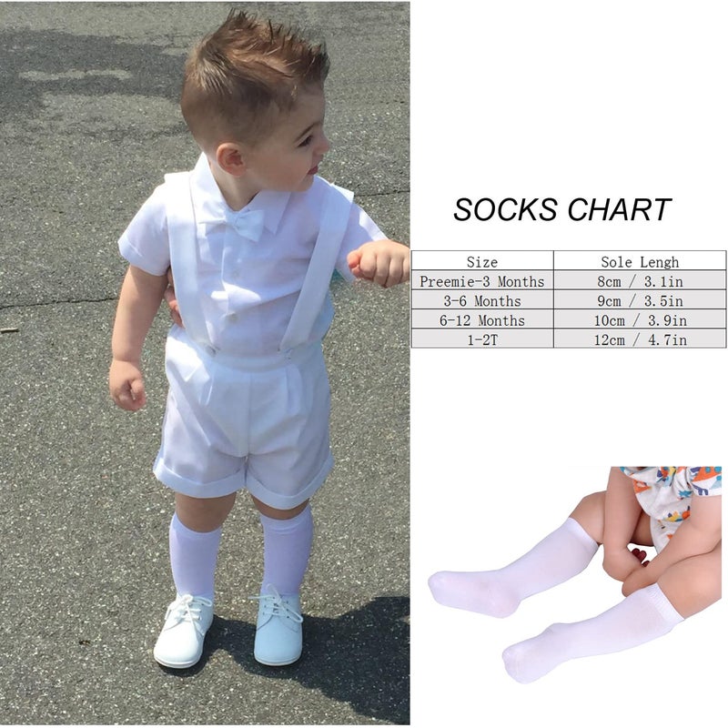 EPEIUS Baby Knee High Socks - Seamless Cotton Stockings for Boys/Girls, 3-6 Months, 3 Pack, White - Image 4