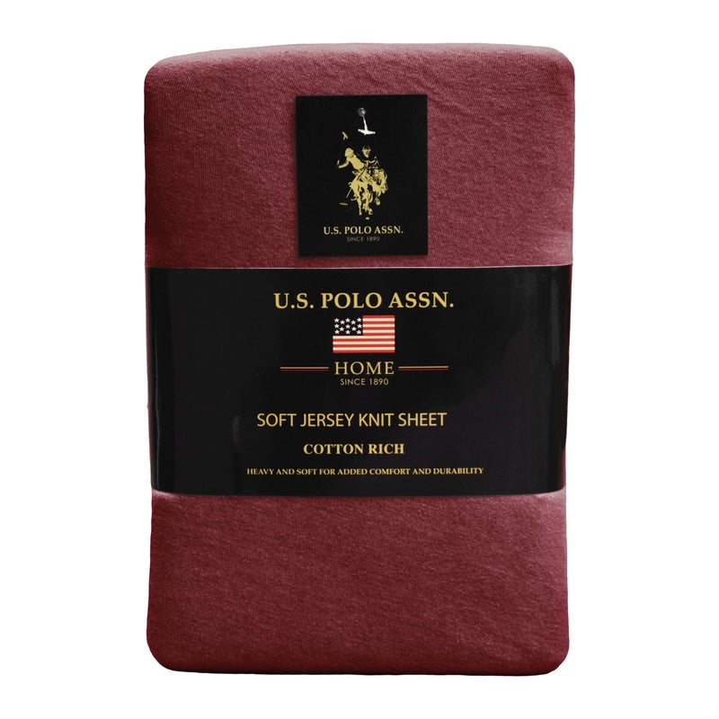 U.S. Polo Assn. U.S. Polo Assn. All Season  Soft and Cozy T-Shirt Material  1800 Thread Count 4-Piece Cotton Rich Jersey Sheet Set  - Image 1