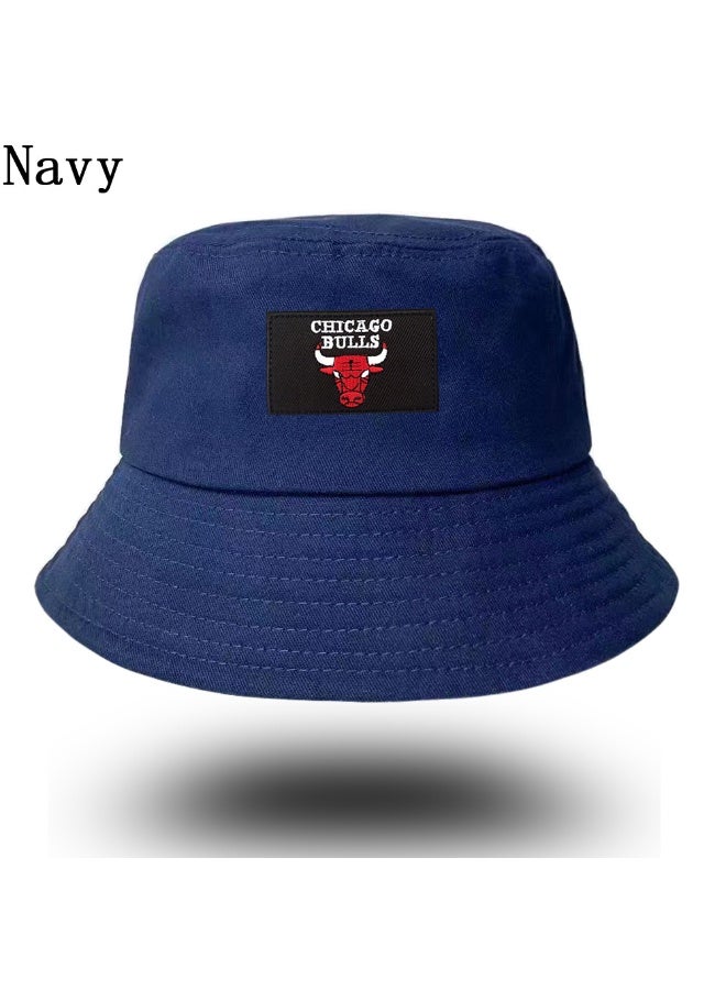 Chicago Bulls Letter‑Embroidered Navy Bucket Hat
